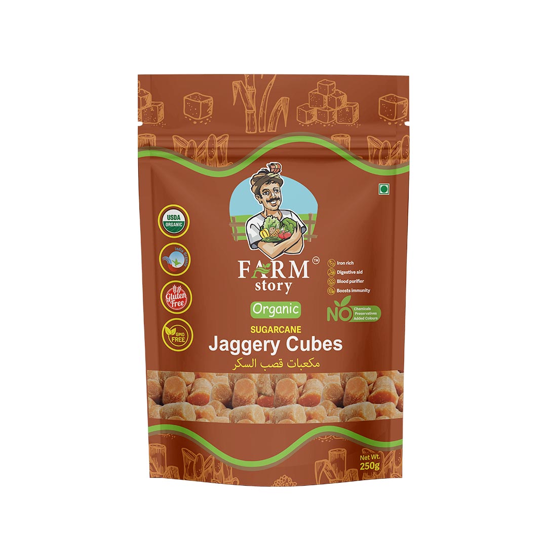 Organic Sugarcane Jaggery Cubes -250gm